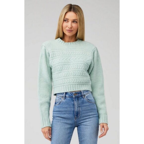 💕FOR LOVE & LEMONS💕 Dominique Shoulder Pad Sweater ~ Green Small S NWT - Picture 7 of 16